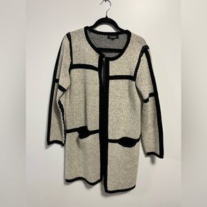 Papillon Knit Cardigan Black Cream Contrast Size Large